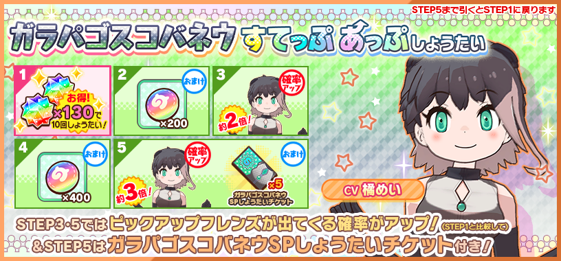 けものフレンズ3｜おしらせ｜「ガラパゴスコバネウすてっぷあっぷ